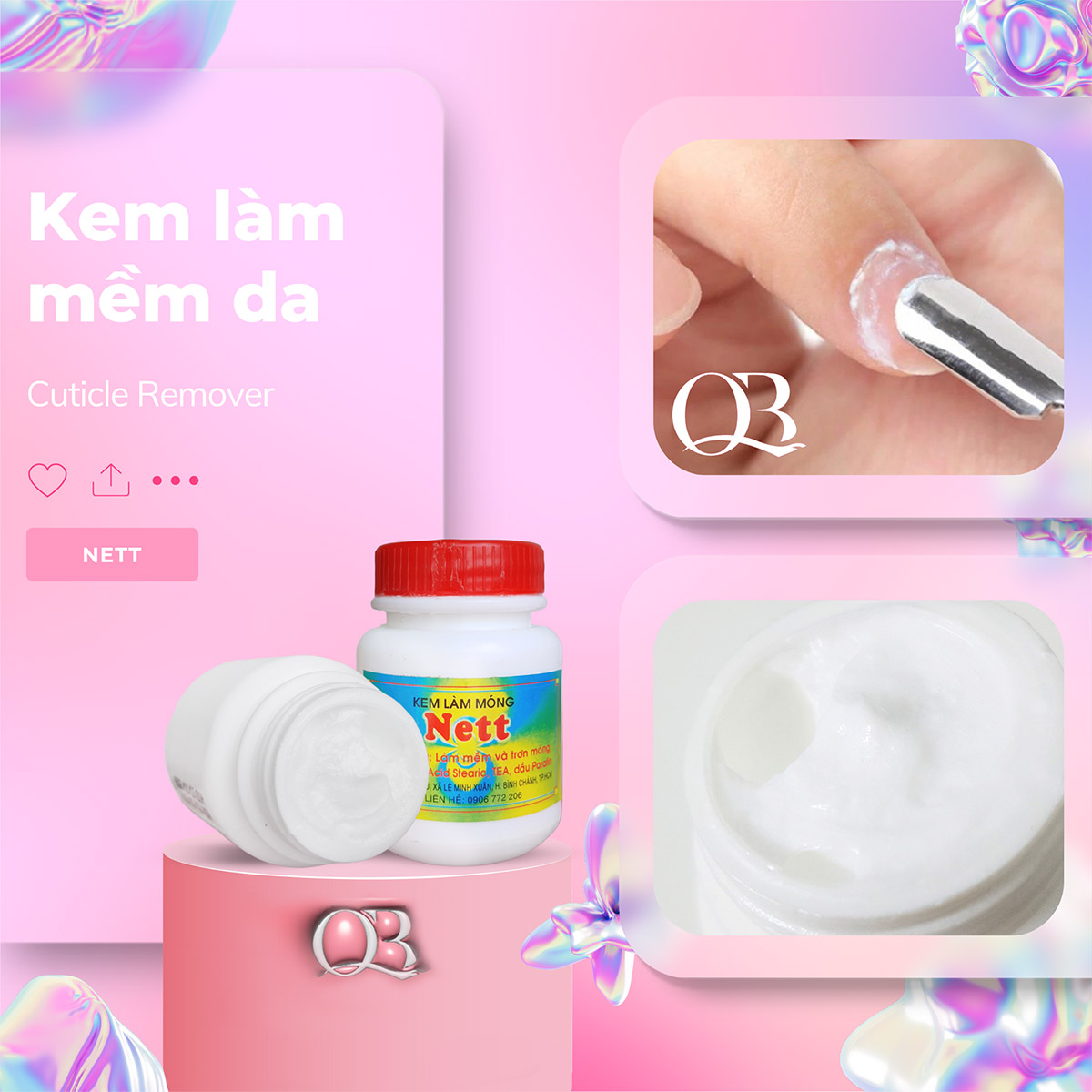 Kem làm móng kem mềm da Nett 25ml - kem dưỡng mềm da cải thiện chai sần Xina 200ml (kem làm mềm da trước khi nhặt da)