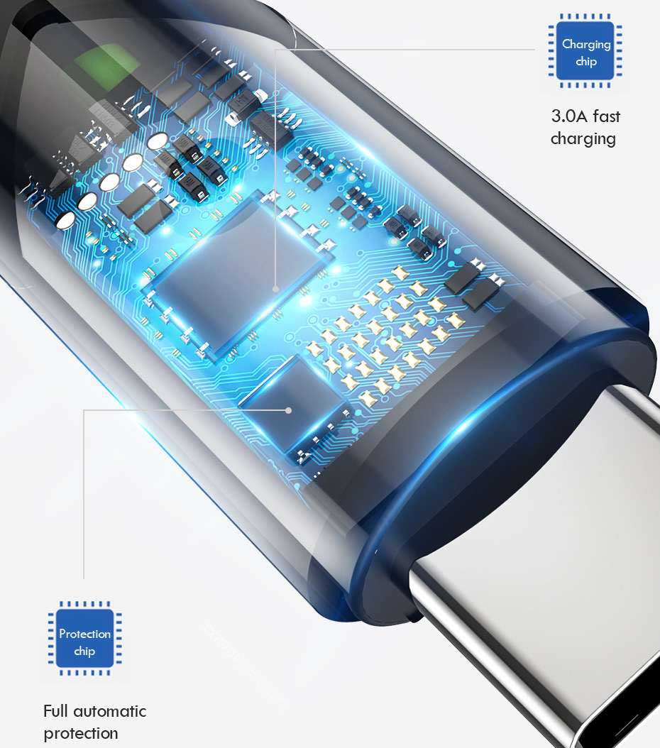 Cáp Sạc Nhanh Vled, Sạc Truyền Dữ Liệu Nhanh Đèn Led Phát Sáng, dây cáp sạc nhanh iPhon Samsun Xiaom Opp chống gãy gập