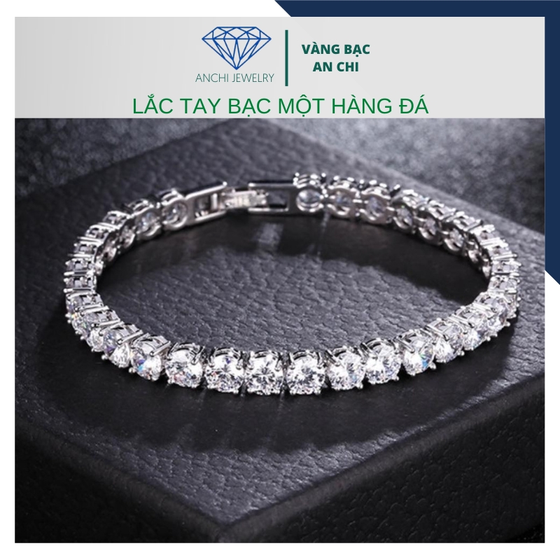 Lắc tay nữ bạc ta đính đá hột xoàn sang trọng,Vàng bạc an chi