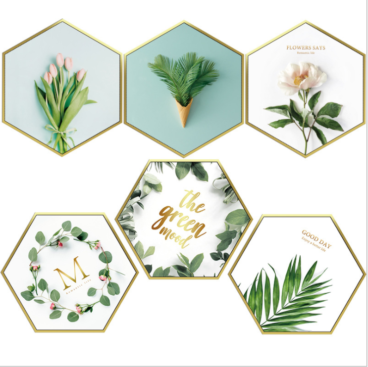 Decal dán tường trang trí - combo 6 miếng tranh cây xanh cao cấp