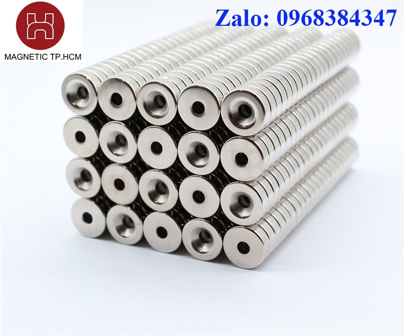 Nam châm trắng đất hiếm tròn 20x5 lỗ 5mm