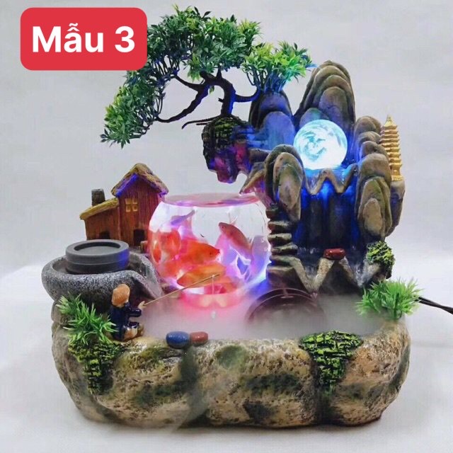 Thác nước phong thủy tiều cảnh Hòn Non bộ, bể cá mini