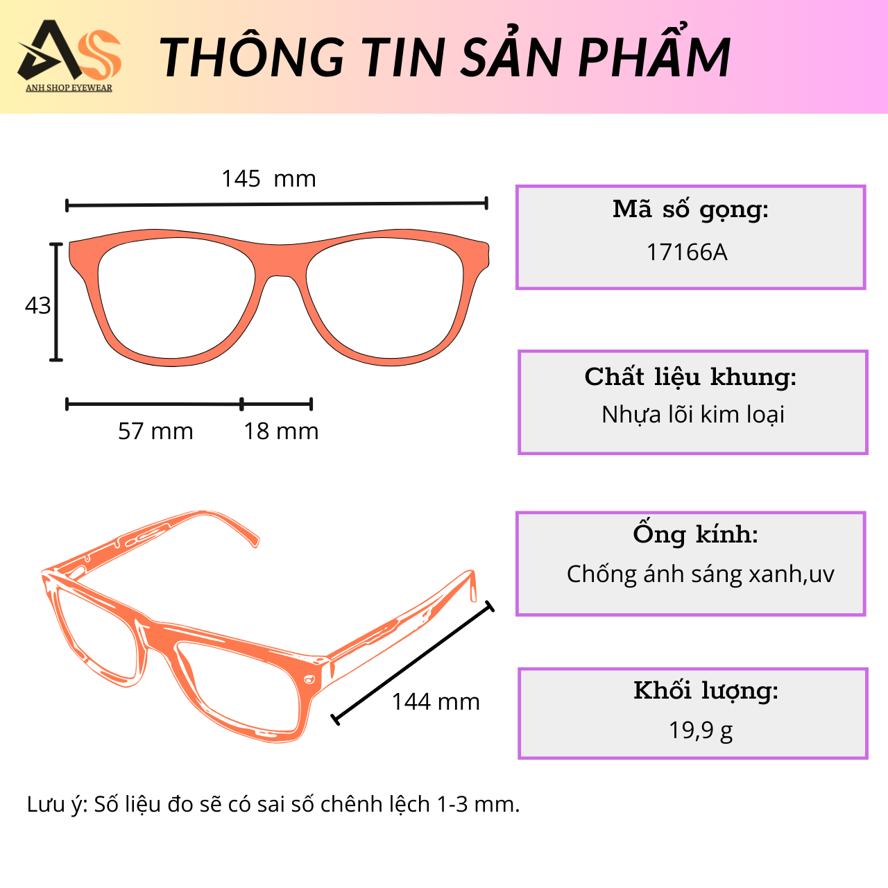 [3-5/8 Hoàn Tiền 25%] Kính vuông to thời trang nam nữ  17166A