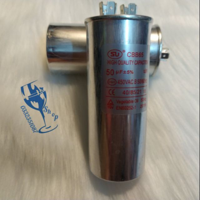 Tụ 50uf 450v 2 cực hàng đẹp SU CBB65