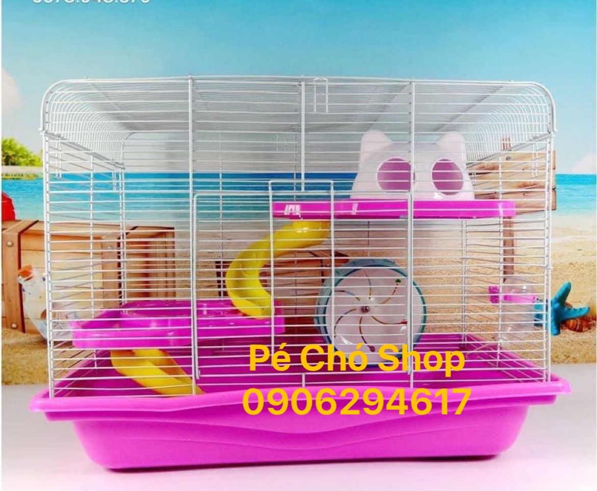 Lồng Hamster Mặt Mèo 3 Tầng Supper (size dài49 cao37 rộng32cm)