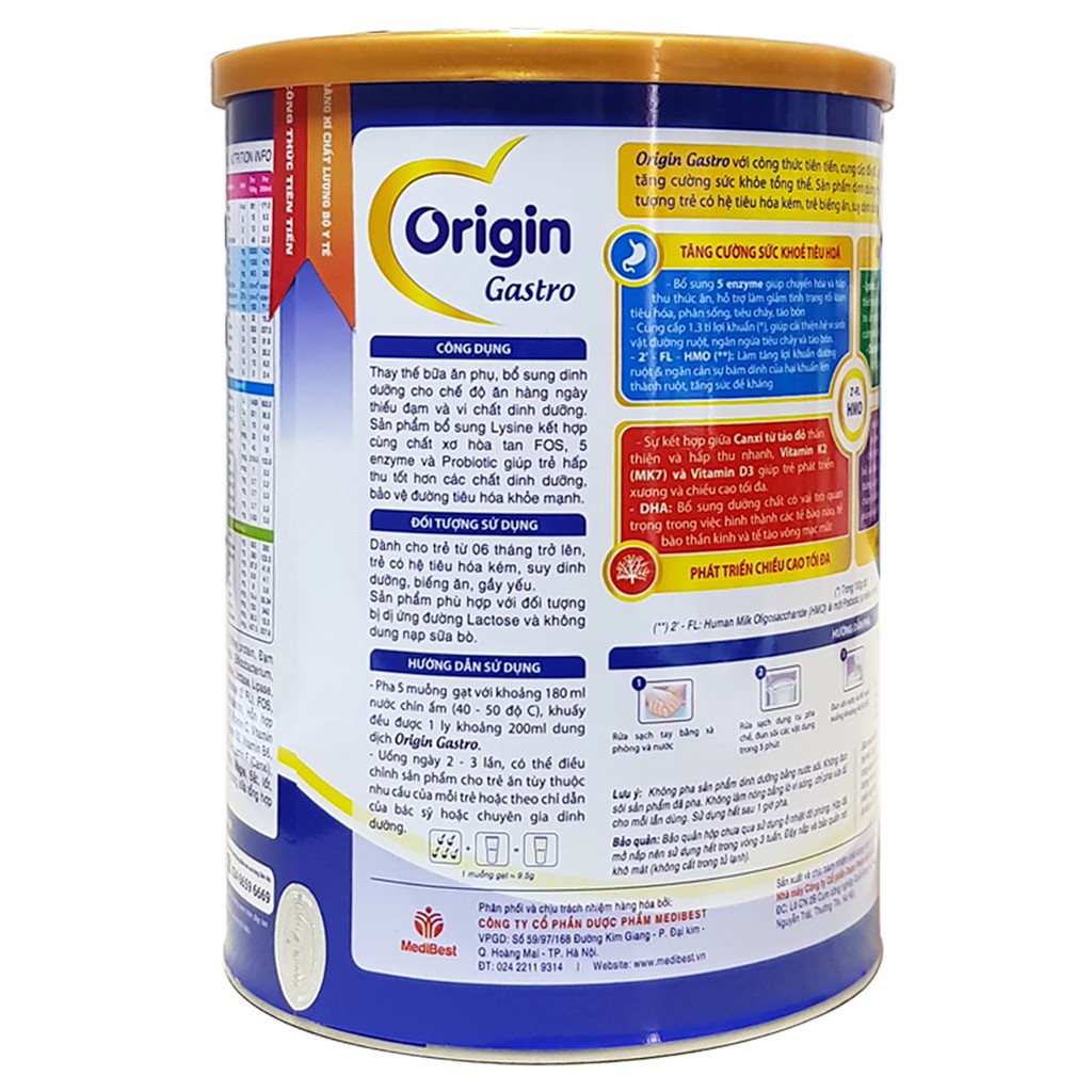 Sữa ORigin Gastro Dành cho bé tiêu hóa kém