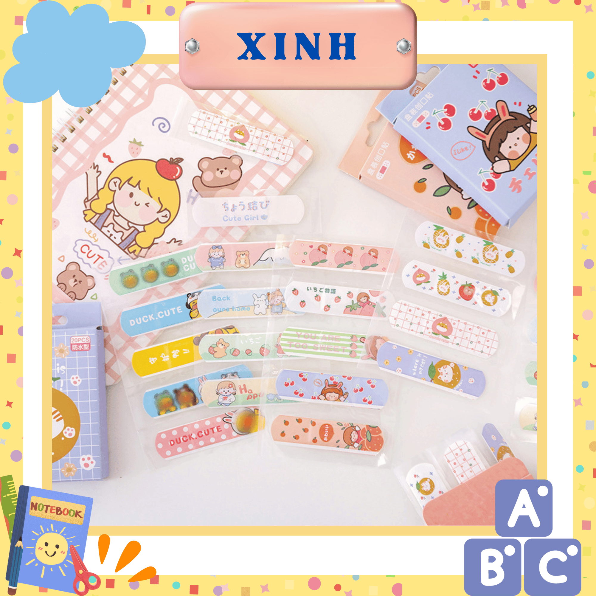 Hộp 20 miếng băng cá nhân hình cute chống thấm nước