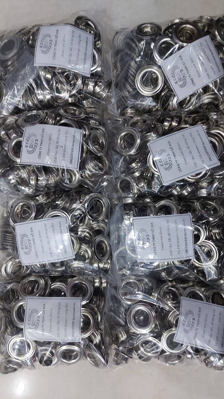 Khoenkhuy mắt cáo 20mm Khoenkhuy ore 20ly Khoenkhuy đóng bạt bấm bạt bấm vải Bằng Sắt Túi 100 cái + 100 long đền