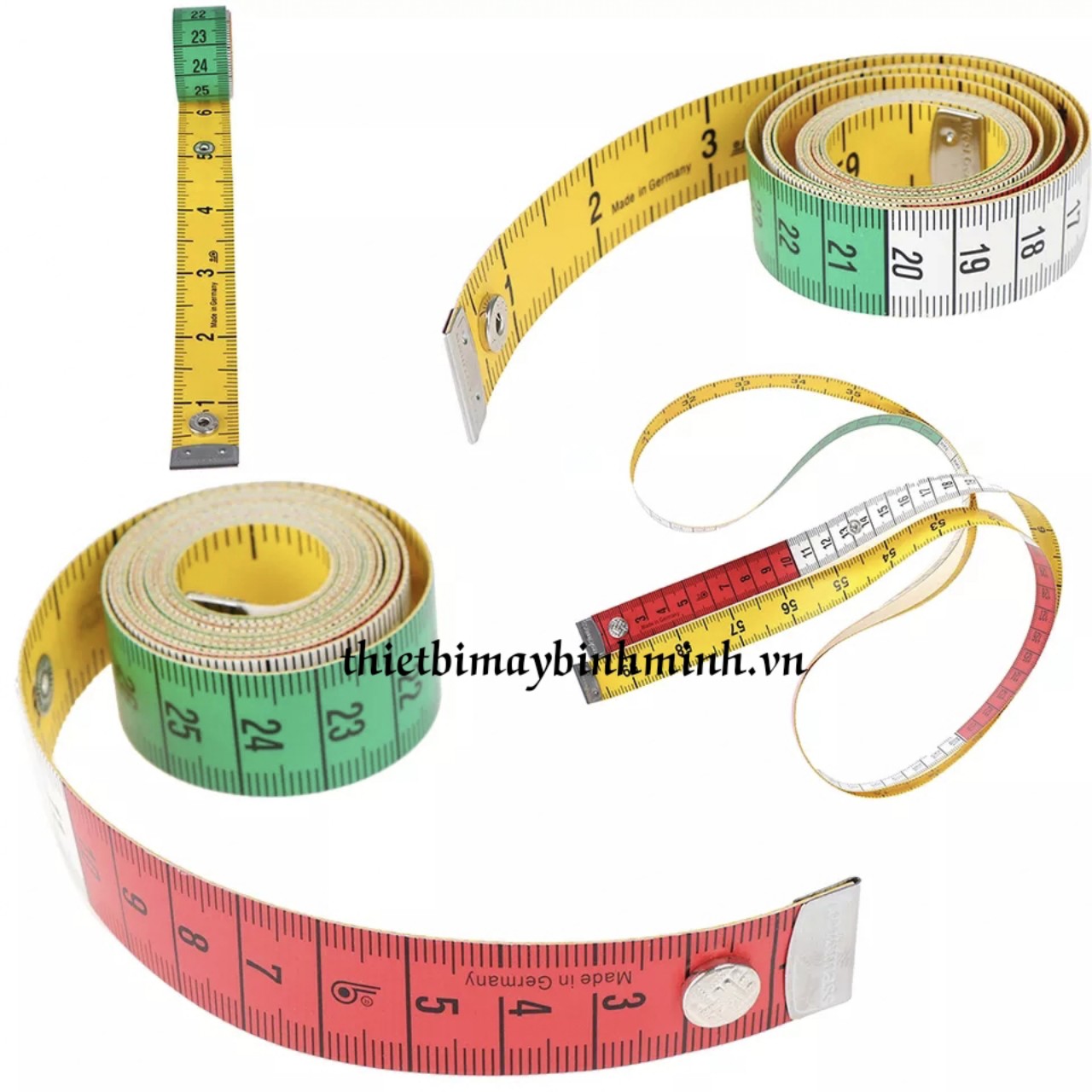 Thước dây đức nhiều màu 19gl có bấm chốt có 2 mặt inch và cm