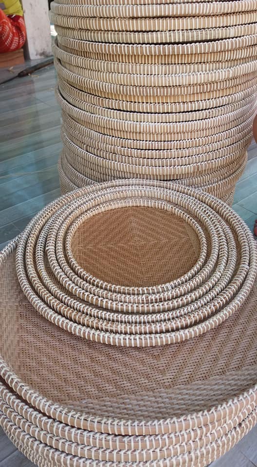 Vintage Boho Bamboo Basket For Decoration, Wall Hanger D24 cm t0 D39 cm