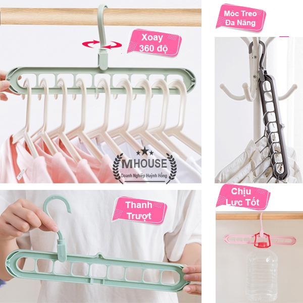 Móc Treo 9 Lổ Móc Treo Đa Năng Móc Treo Quần Áo Thông Minh