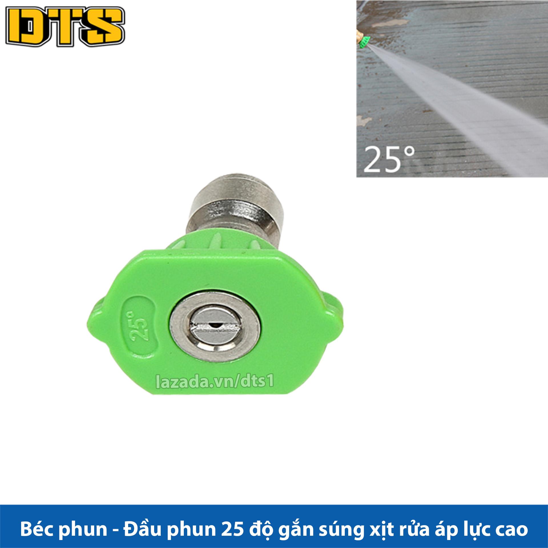 Béc phun - Đầu béc 25 độ gắn súng xịt rửa của máy rửa xe áp lực cao - Ren nối nhanh 1/4 inch (Xanh lá cây)