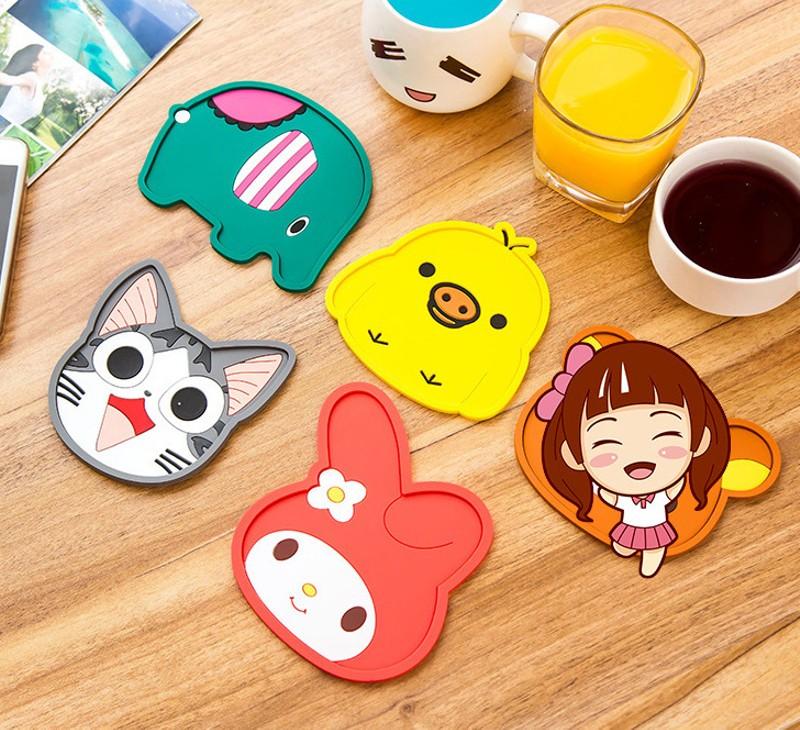 1 Miếng Lót Ly Silicone Hình Thú Siêu Dễ Thương