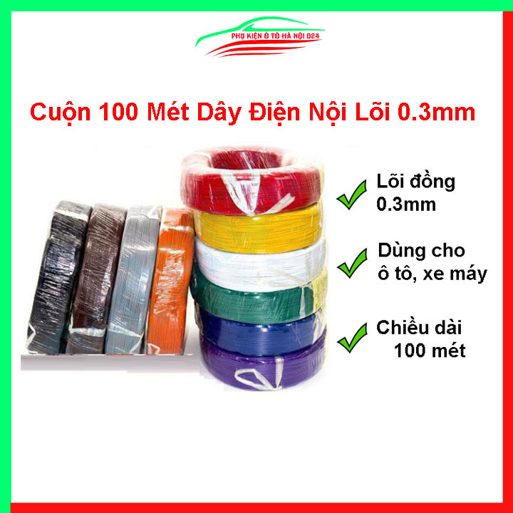 Cuộn 100 mét dây điện nội mềm lõi 0.3mm, dây điện đơn lõi đồng nhiều sợi chuyên dụng cho ô tô xe máy