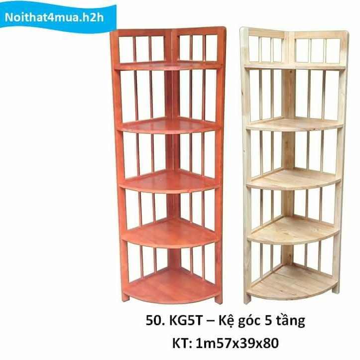 KỆ GÓC 5 TẦNG GỖ CAO SU