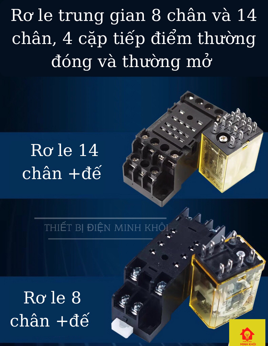 rơ le trung gian IDEC 220V, 24VDC,12VDC kèm đế