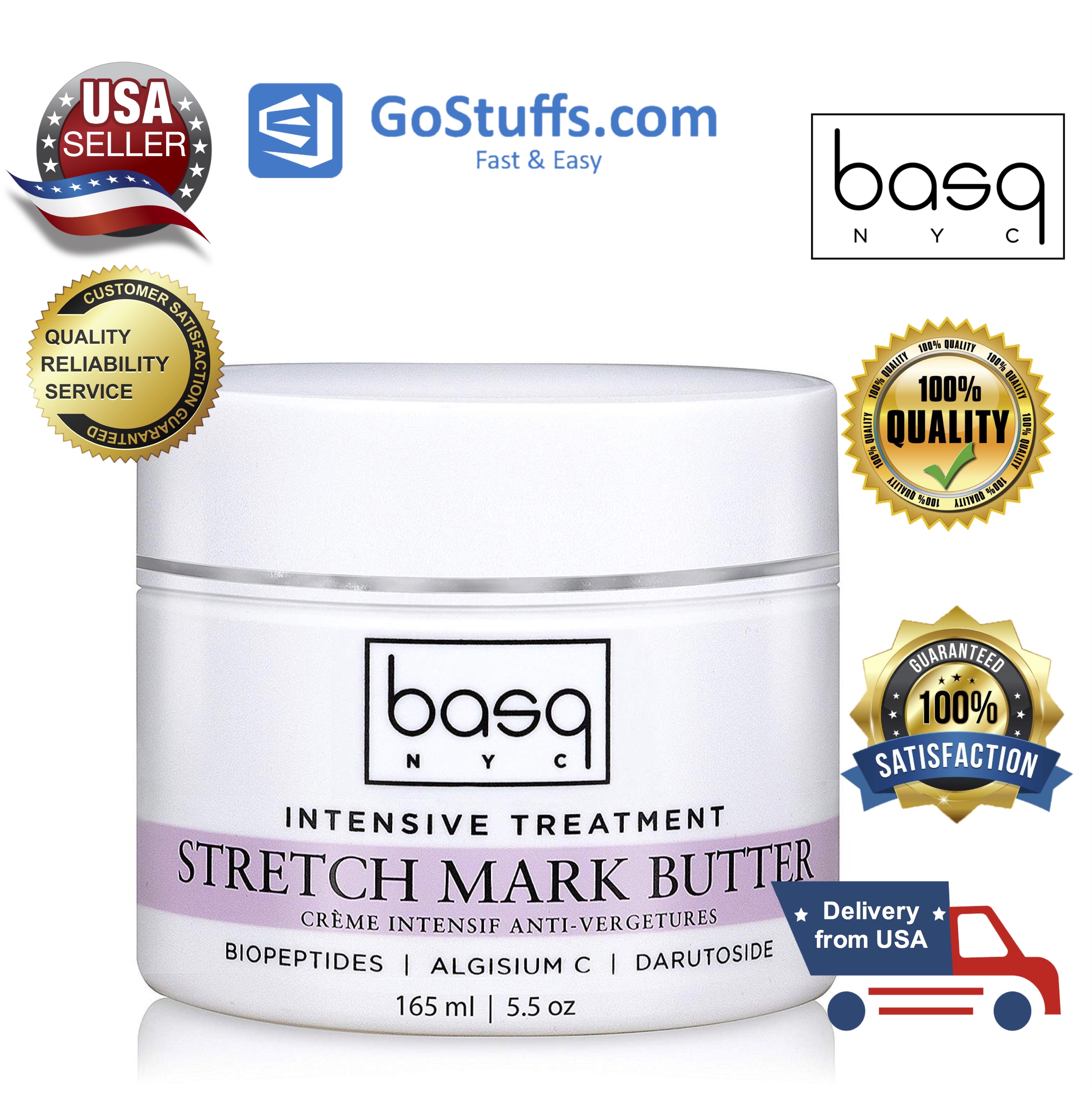 [Hàng Mỹ] Basq Advanced Stretch Mark Butter Kem chống rạn da dành cho bà Bầu 165ml date 7-2025