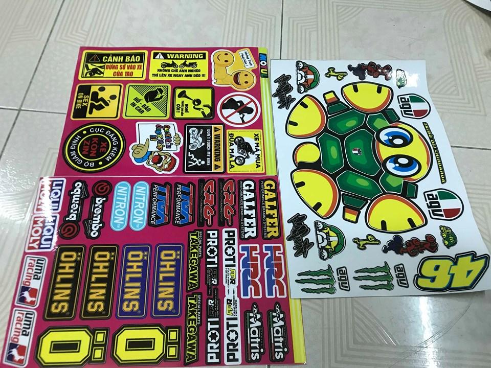 [HCM]Combo 2 sét tem logo và 1 bộ tem dán nón rùa 1/2