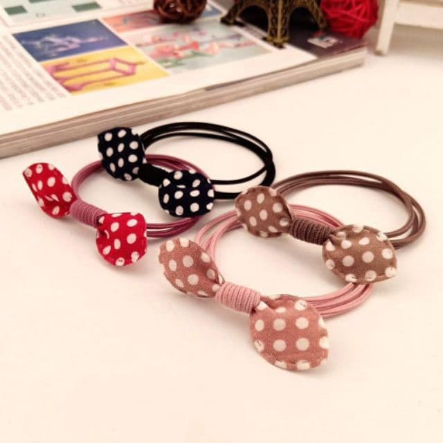 Set 5 Dây Thun Cột Tóc buộc tóc Hình Nơ chấm bi, kẻ caro phong cách Hàn Quốc dễ thương siêu cute hot hit giá rẻ
