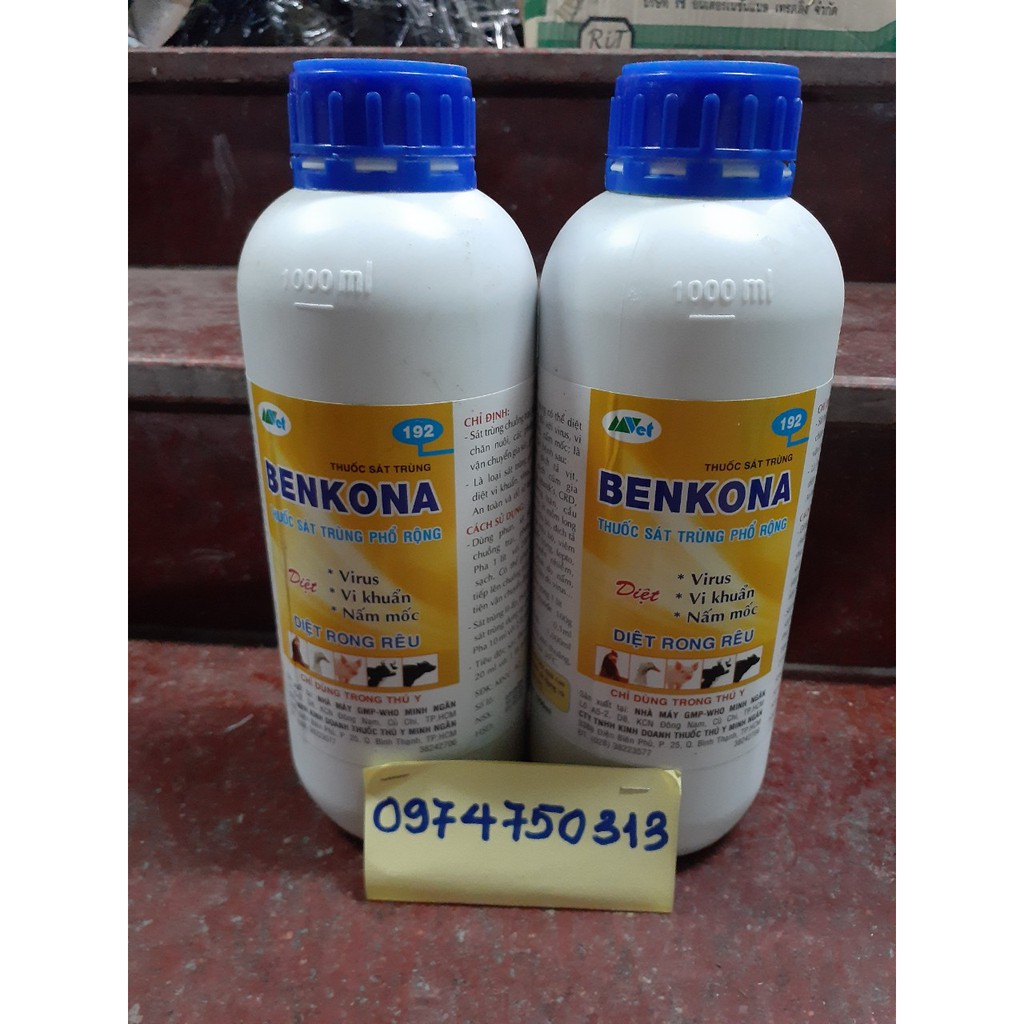 Chế phẩm benkona phòng vi khuẩn, vi rút chai 1 lít.
