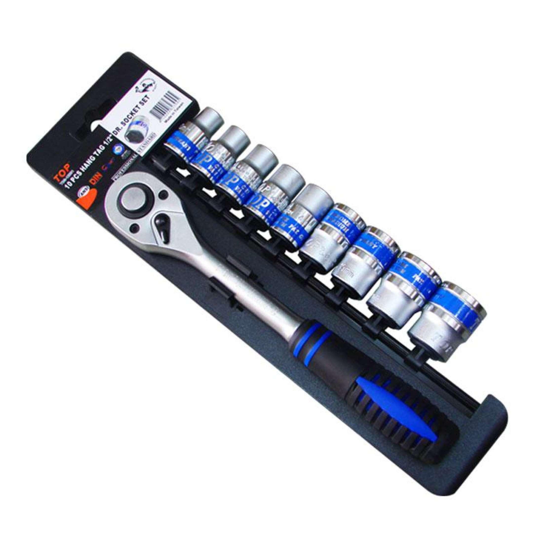 Bộ tuýp 10 chi tiết 1/2" (Cần tự động cán bọc nhựa) Top - TBS-12251