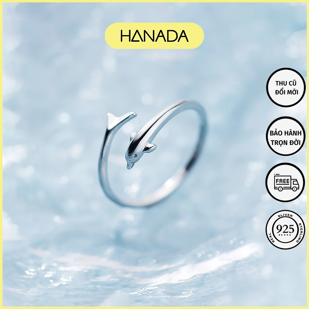 Nhẫn bạc 925 hanada 0639 cá heo freesize