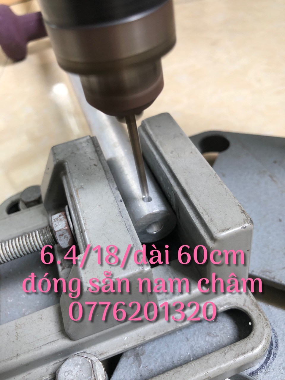 Ống nhôm 6.4 đóng sẵn nam châm/ 60cm