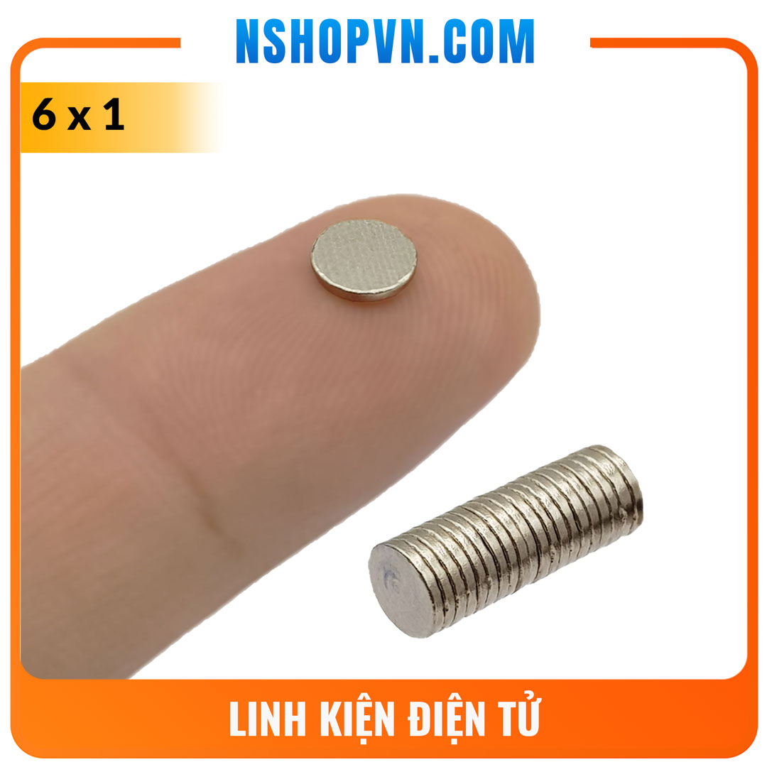 Nam châm đất hiếm tròn 6x1mm