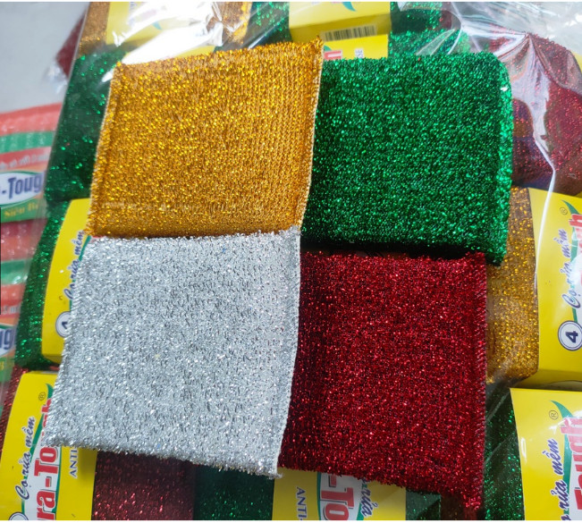 Bộ 4 Miếng Cọ Rửa Chén Bát, Cọ Xoong Nồi