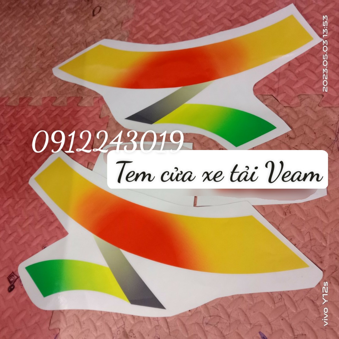 Tem dán trang trí cửa xe tải VEAM (sl 2 tem dán 2 bên cửa)