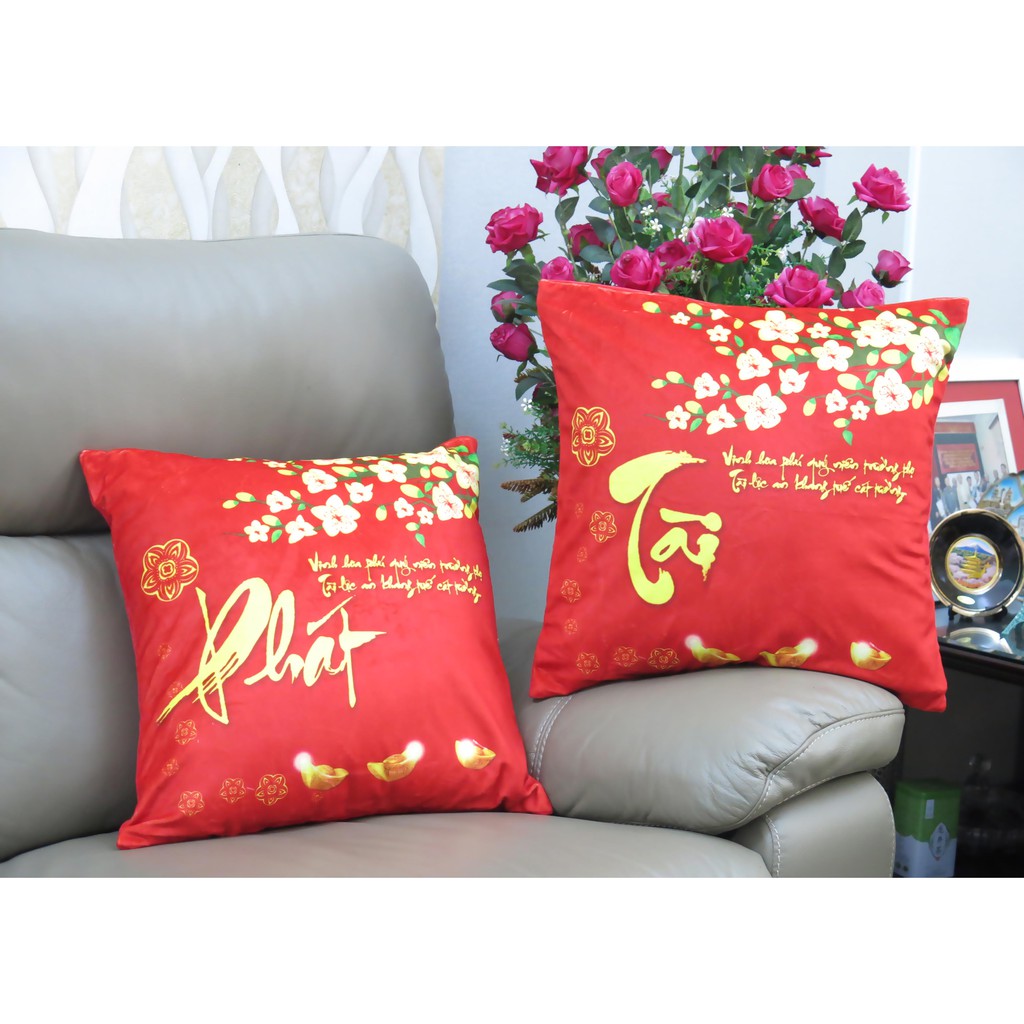 Set 2 Vỏ gối Phát Tài 45cmx45cm