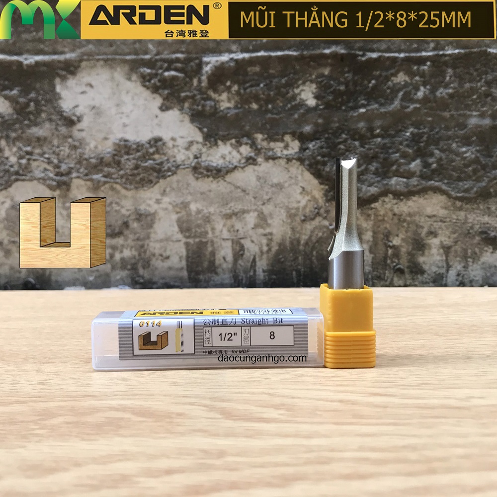 [HCM]ARDEN - Mũi phay gỗ 1/2*8*25mm Cốt 12.7mm
