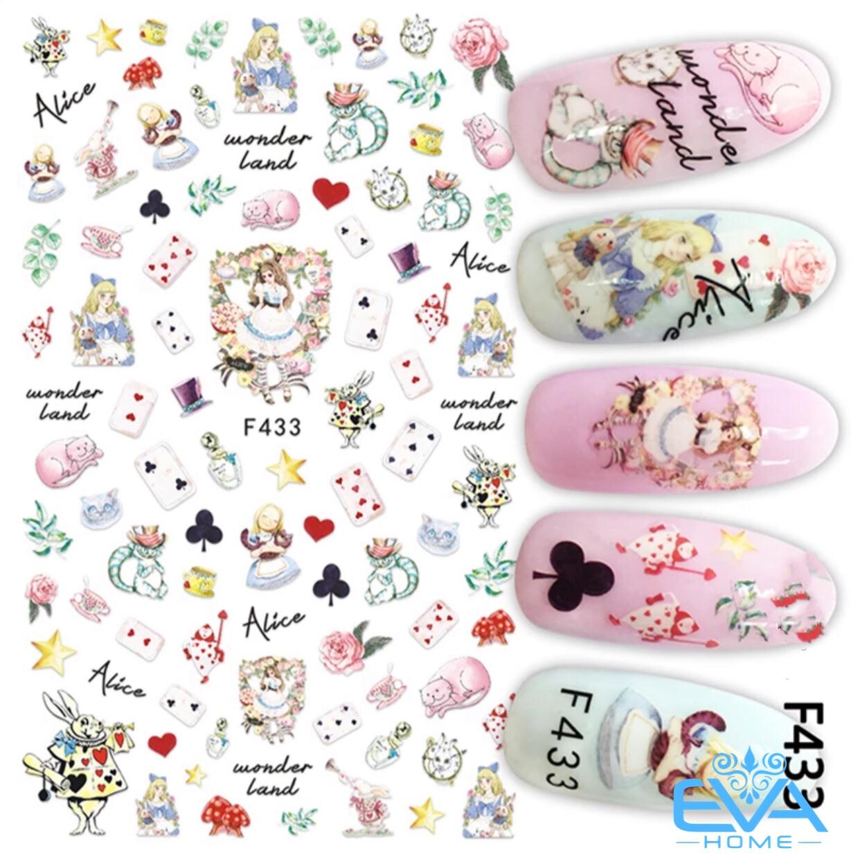 [HCM]Miếng Dán Móng Tay 3D Nail Sticker Hoạt Hình Wonderland F433