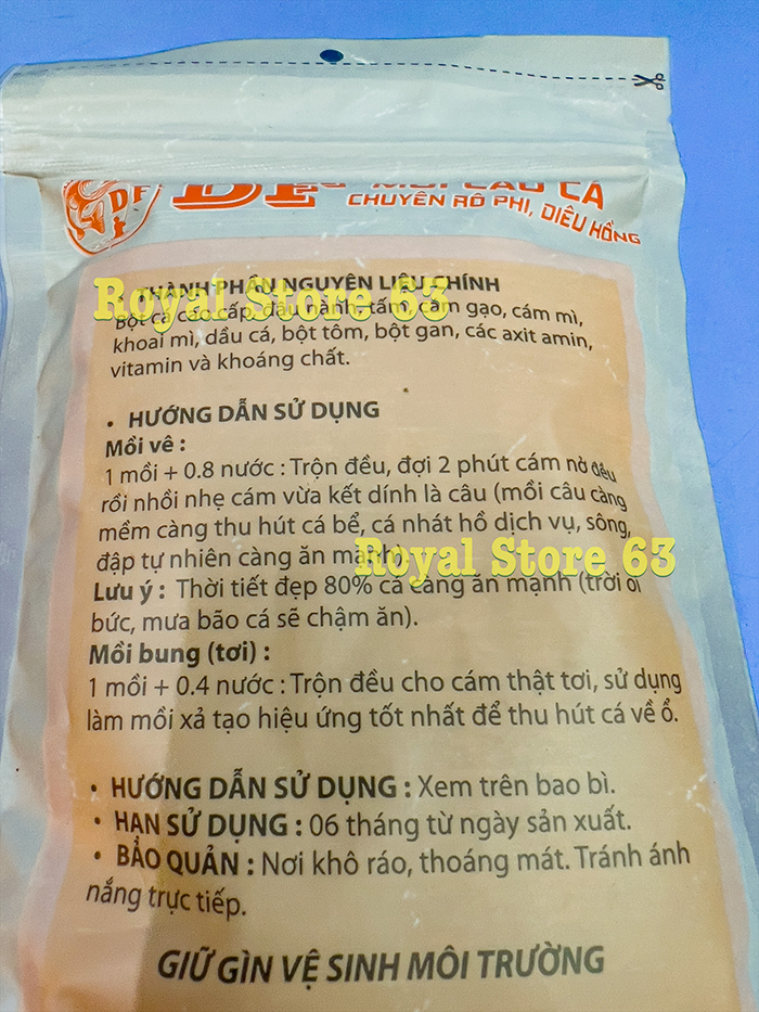 Rô Phi Cụ DF (Gói 200gram) mồi cám câu cá chuyên cho rô phi, điêu hồng