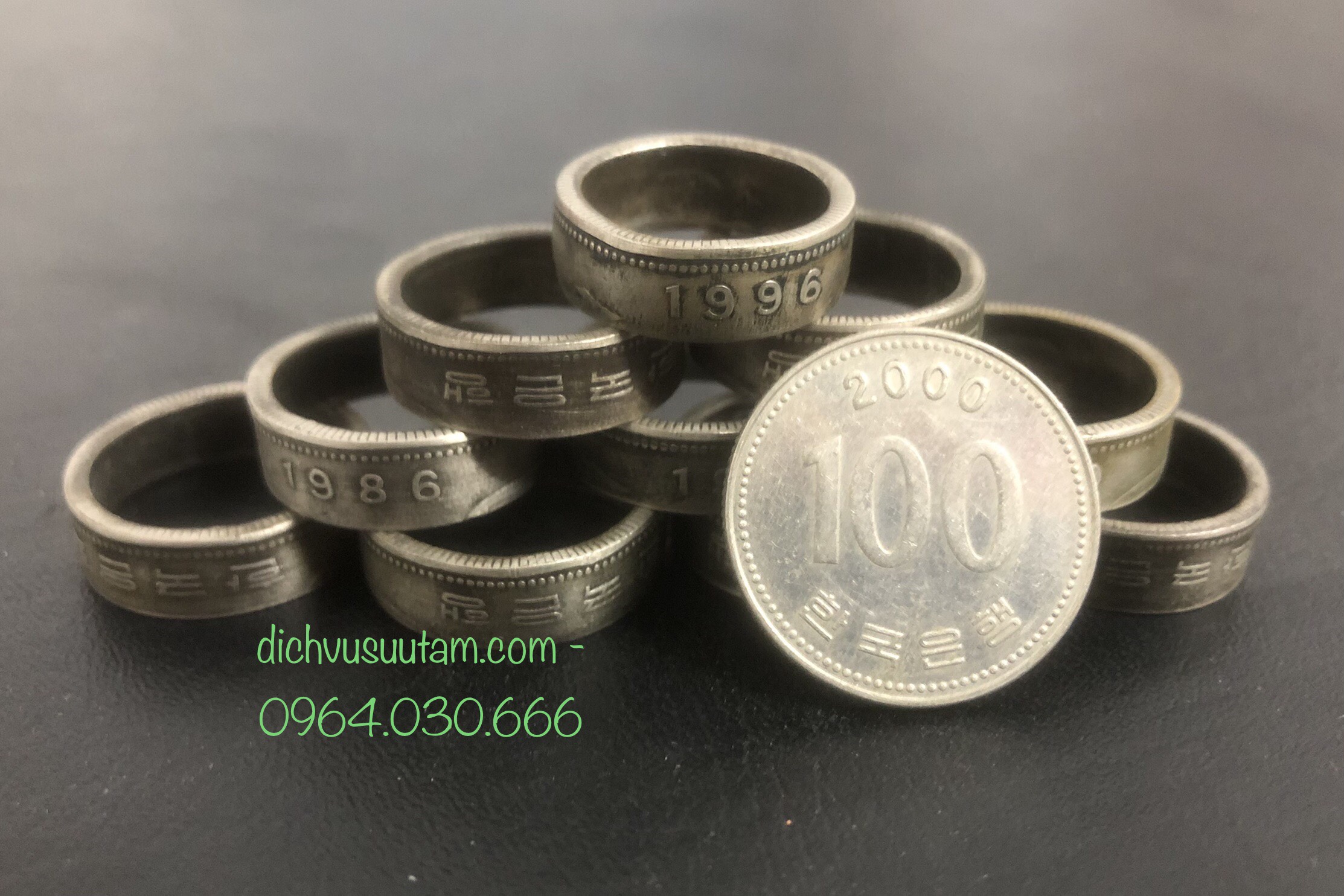 Nhẫn xu Hàn Quốc 100 won, chế tác thủ công, tỉ mỉ, vô cùng độc đáo