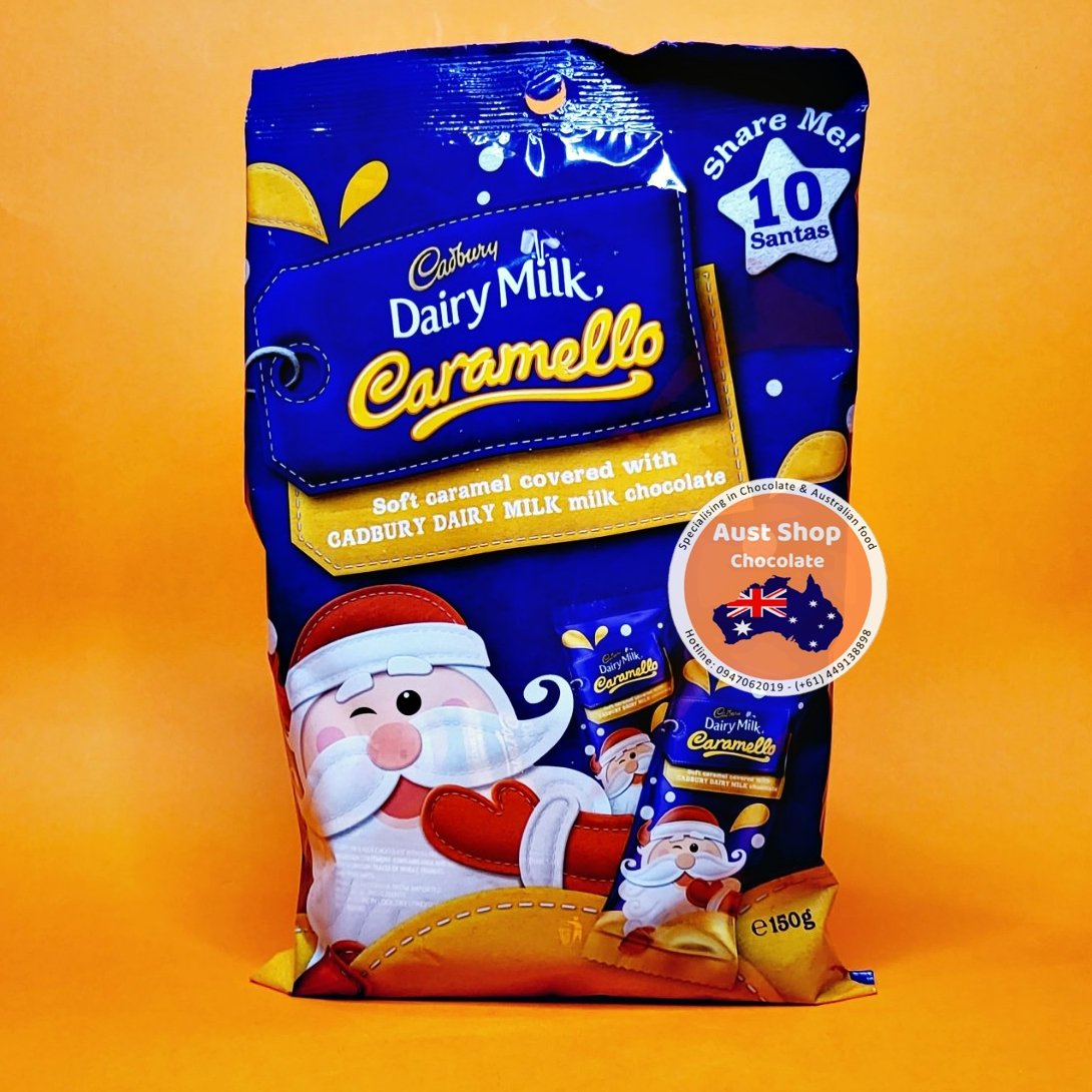 Australian Cadbury Dairy Milk Caramello Santa Sharepack 10 Pack 150g - Socola hình ông già tuyết nhân caramel - Aust Shop Chocolate