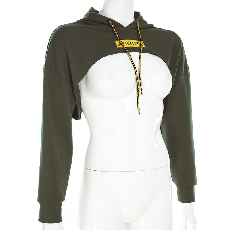 Áo Hoodie Cut Out Xanh Rêu