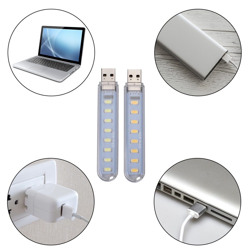 Đèn USB siêu sáng 8 LED ( bộ 2 đèn)