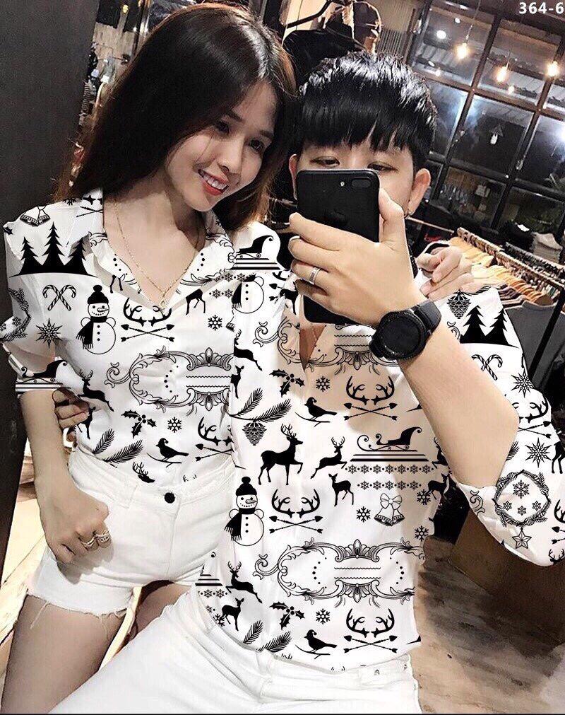 SƠMI LỤA DÀY HỌA TIẾT DÓN NOEL 2019
