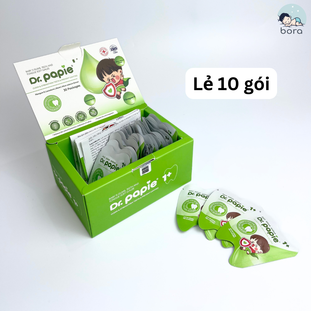 Gạc rơ lưỡi Dr Papie chính hãng, hộp 30 gói