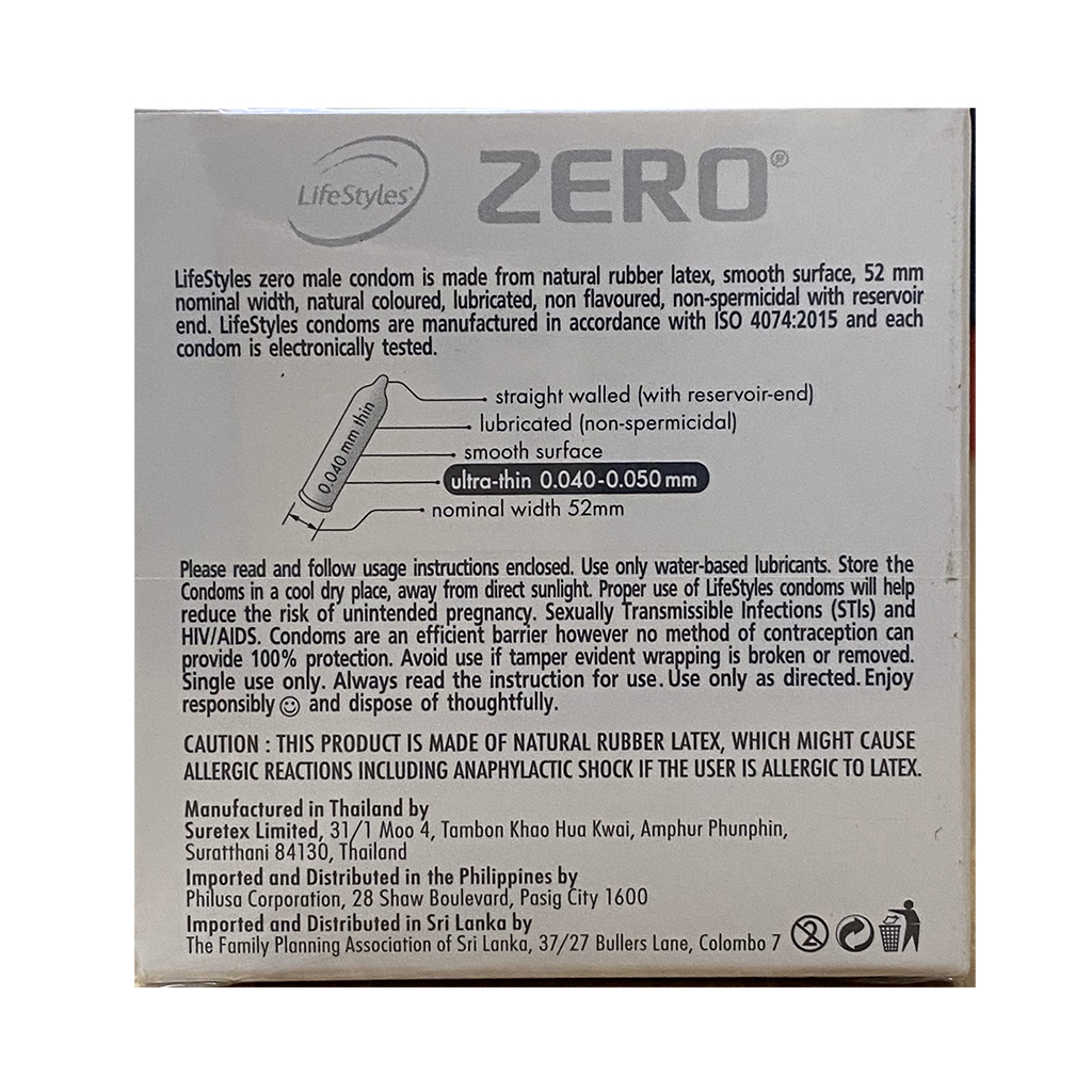 Bao Cao Su Zero Siêu Mỏng 0.04mm Hộp 3 Cái