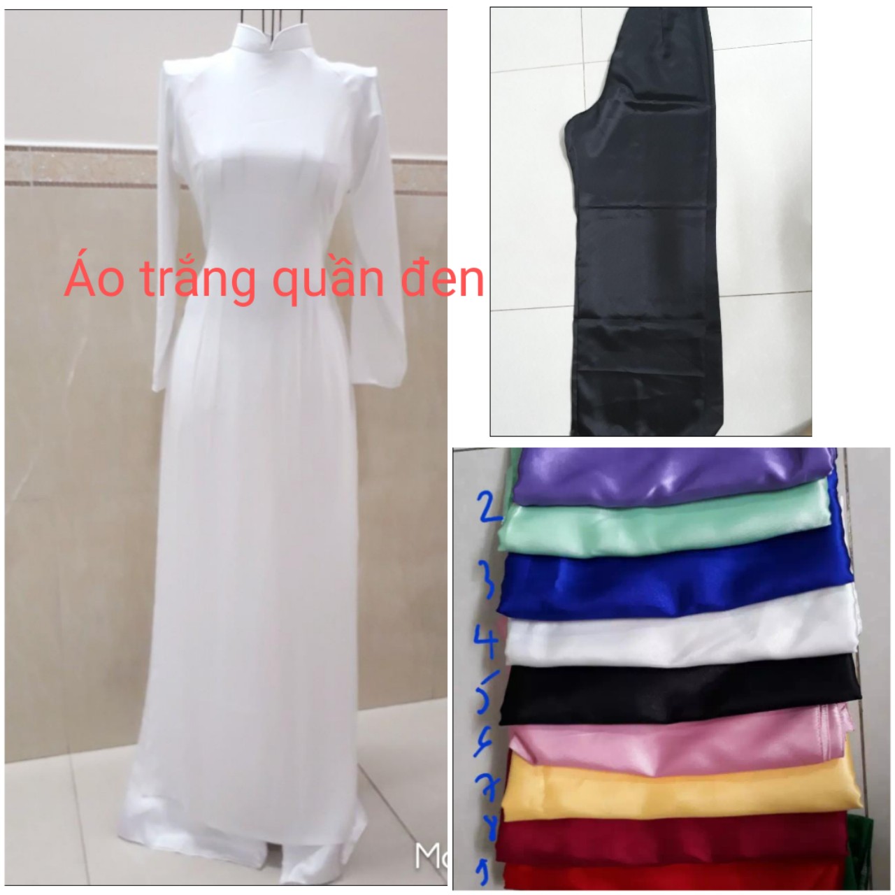 Áo dài học sinh Có Lót áo dài đi học áo dài đi Lễ+ kèm quần đen-ảnh thật 100%