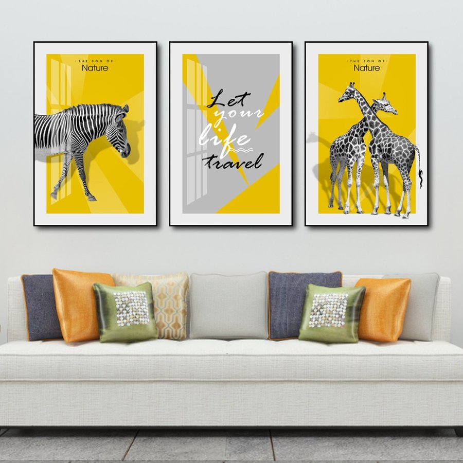 [HCM][Mẫu mới] Tranh treo tường Thiên Nhiên Hoang Dã Mã SP: TG1754 bộ 3 bức tranh tráng gương phòng khách phòng ngủ có khung khổ lớn 40x60 tranh treo tường 3d hiện đại