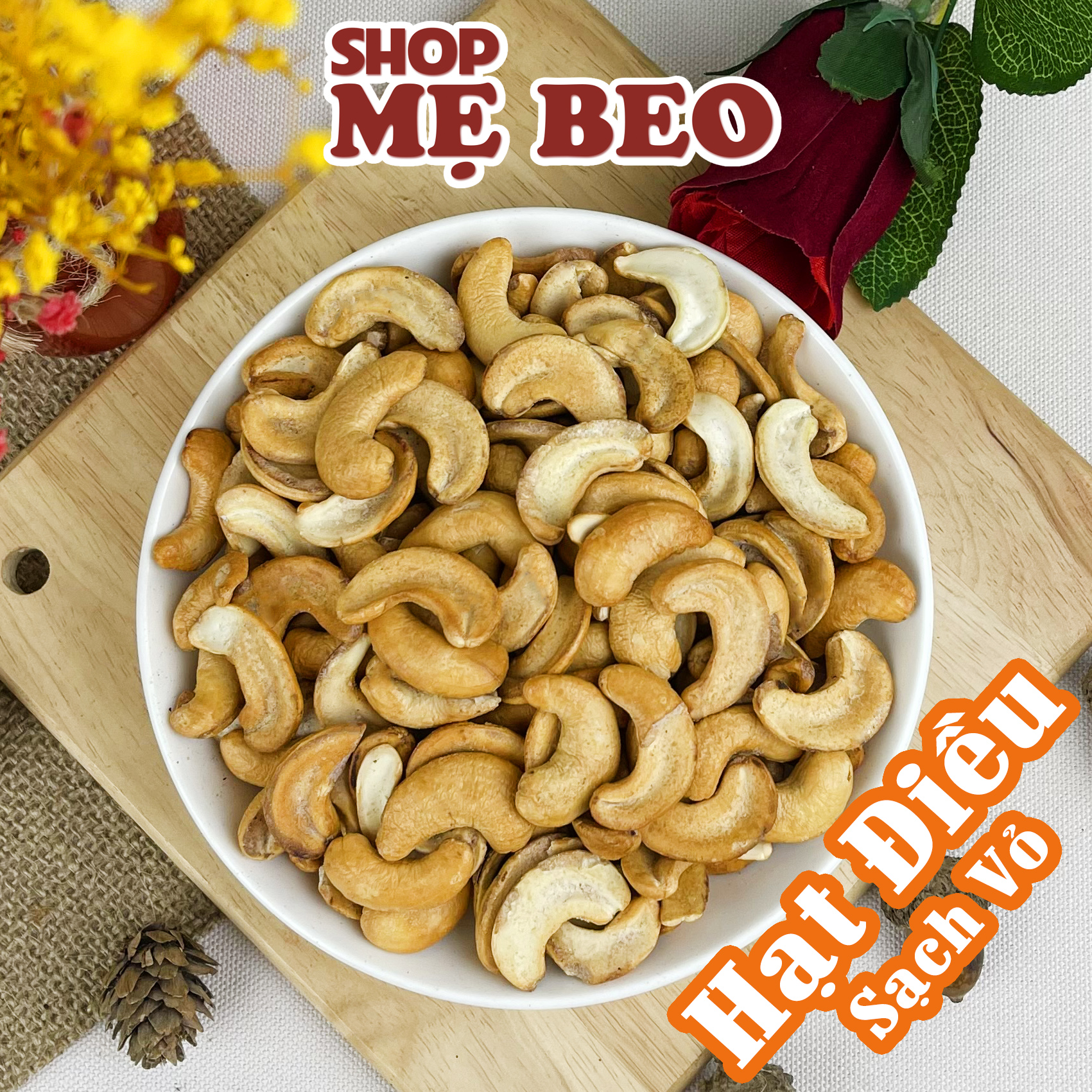 Hạt Điều Rang Muối Sạch Vỏ Lụa Loại Bể Shop Mẹ Beo