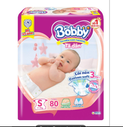 Tã Dán Bobby size S80 miếng - lõi nén thần kỳ 3mm