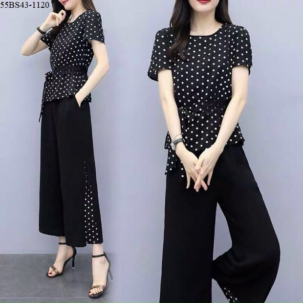 SET ÁO CHẤM BI VÀ QUẦN ỐNG RỘNG BIG SIZE