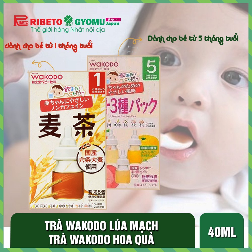 [Date 31/08/2022] Trà Wakodo Cho Bé Vị Hoa Quả, Vị Lúa Mạch