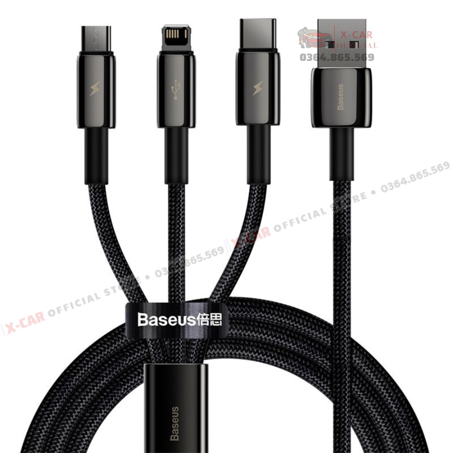 Dây Sạc 3 Đầu Type C, Lightning, Micro USB Siêu Bền Tích Hợp Công Nghệ