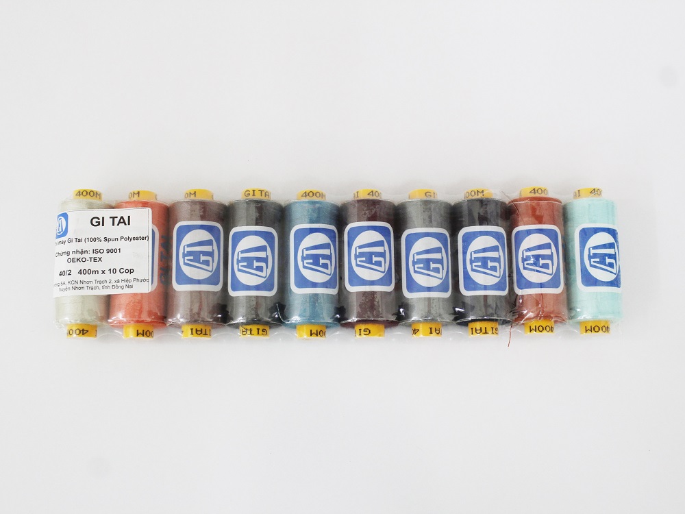 Set 10 cuộn chỉ may Gitai 400m 10 màu khác nhau