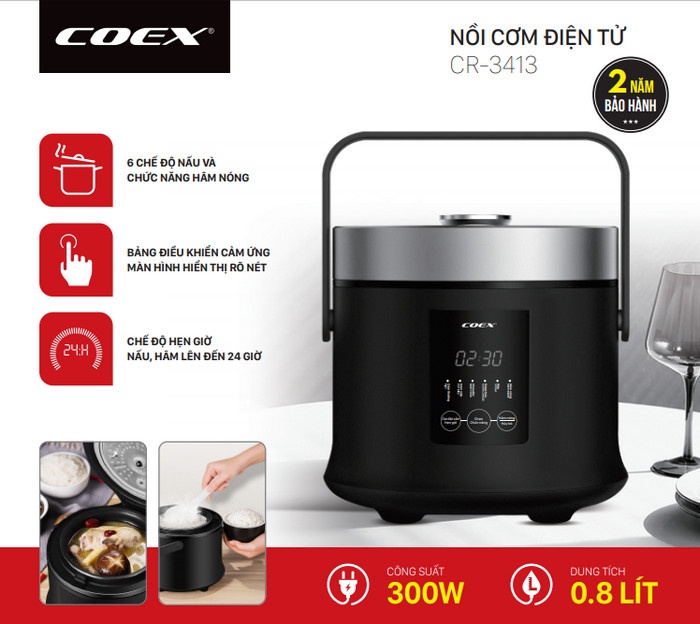 Nồi cơm điện tử 0,8L Coex CR-3413